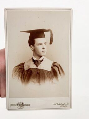 Antique Cabinet Card Handsome Boy In Graduation Gown & Cap Gilbert Philadelphia